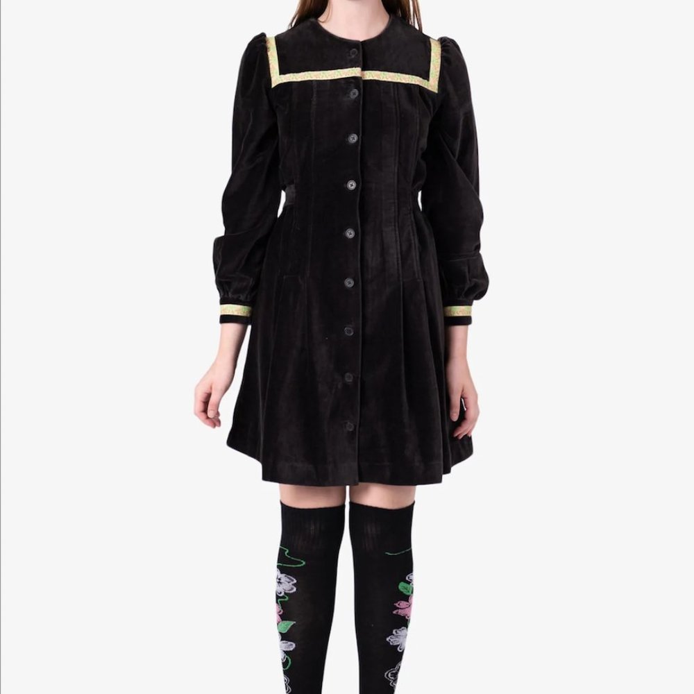 Batsheva Duvall Dress black velveteen size 6